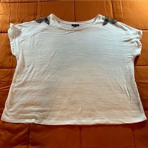 White tee with sequin